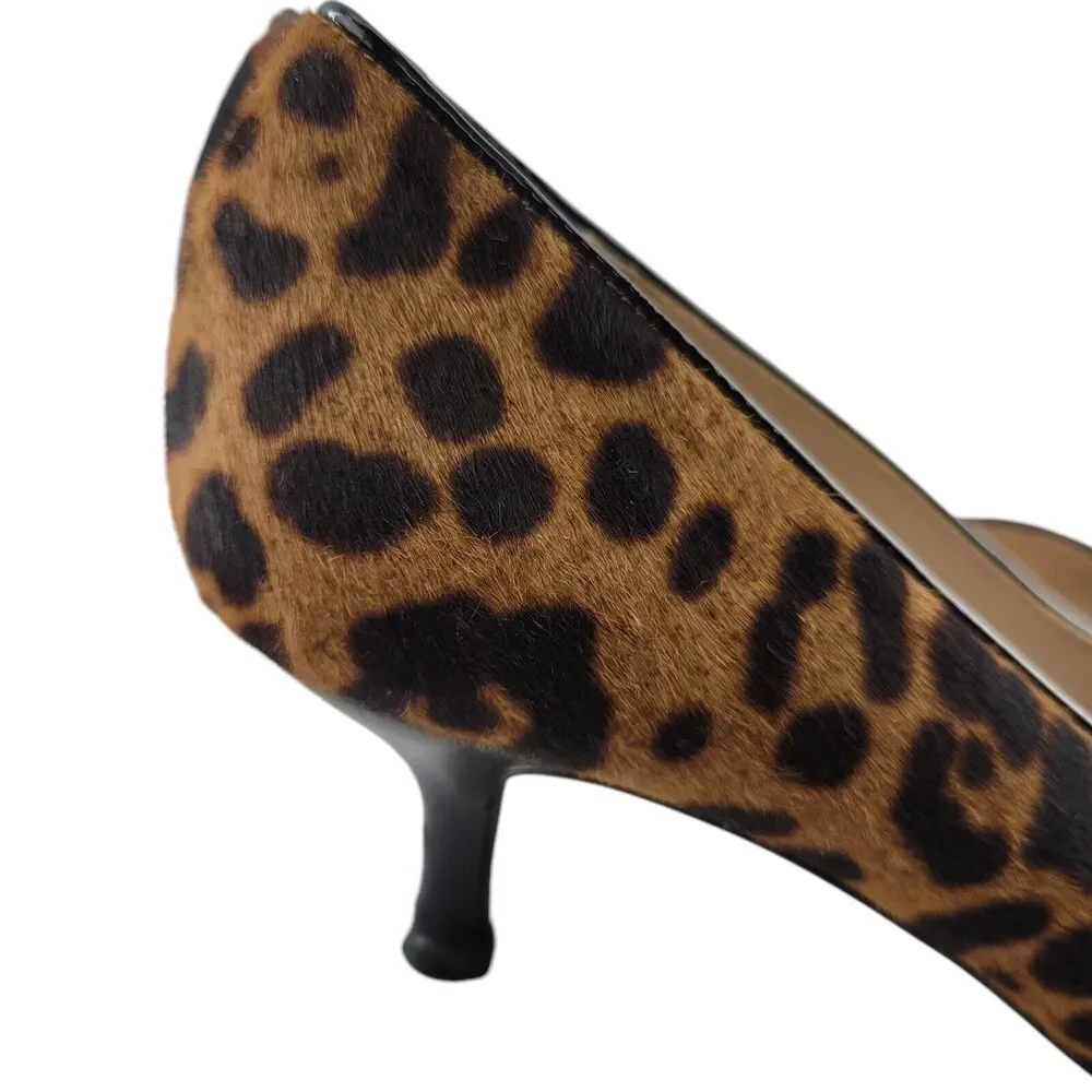 LK Bennett Pumps Women 6 37 Pointed Toe Animal Print Calf Hair Mid Heel Designer